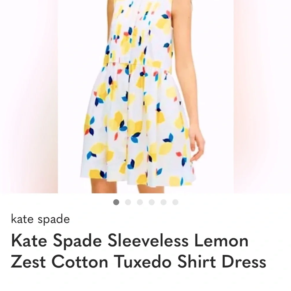 Kate spade cotton sleeveless lemon zest tuxedo shirt dress sleeveless - Picture 2 of 10